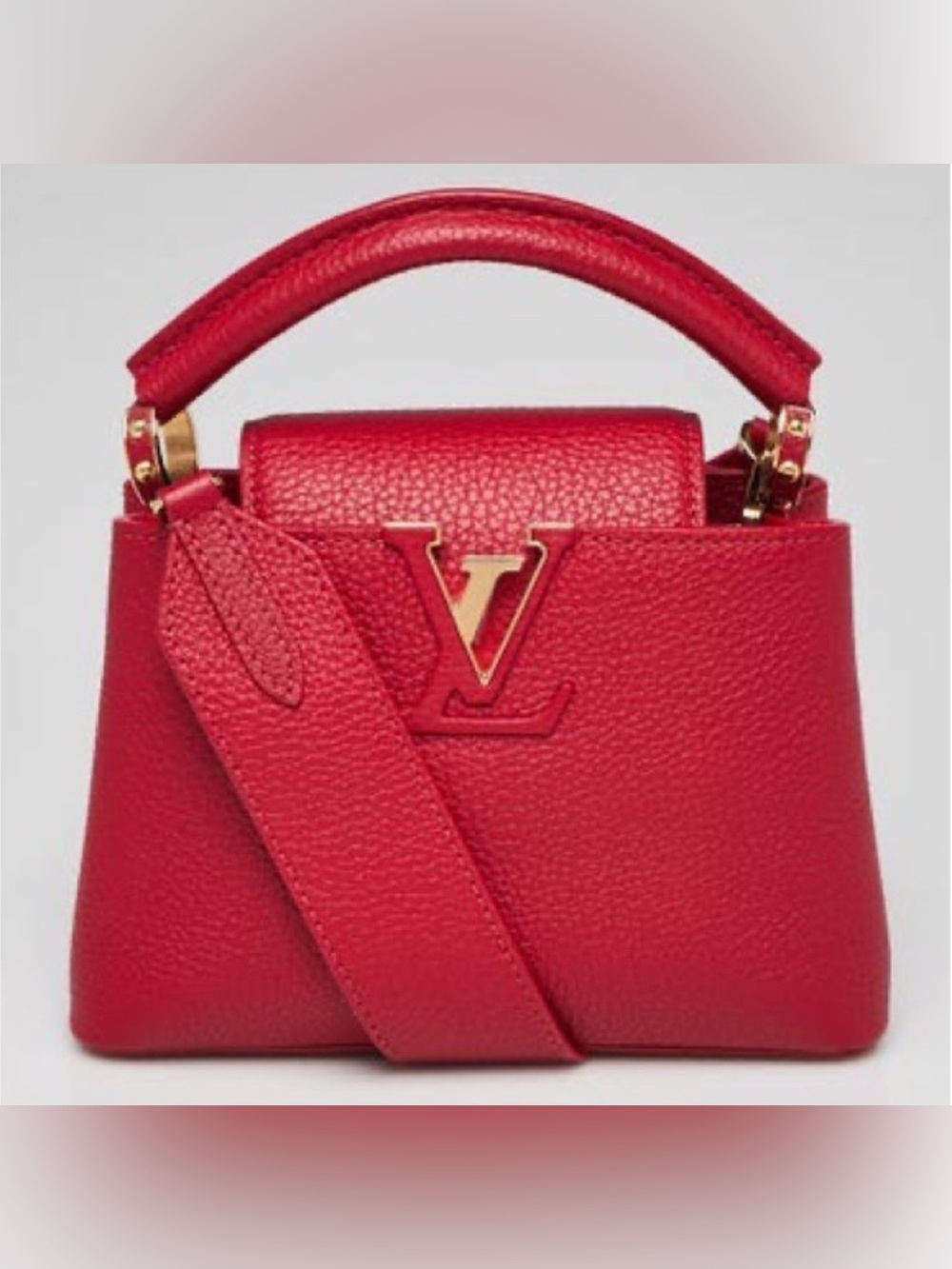 LOUIS VUITTON Scarlet Red Taurillon Leather Capucines Mini Bag